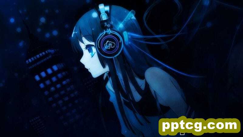 听音乐的动漫美少女耳机御宅族科技感桌面壁纸-皮皮兔动漫