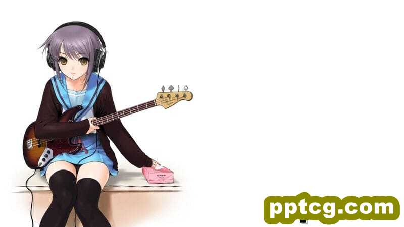 三无表情吉他黑丝少女长门有希动漫桌面壁纸-皮皮兔动漫