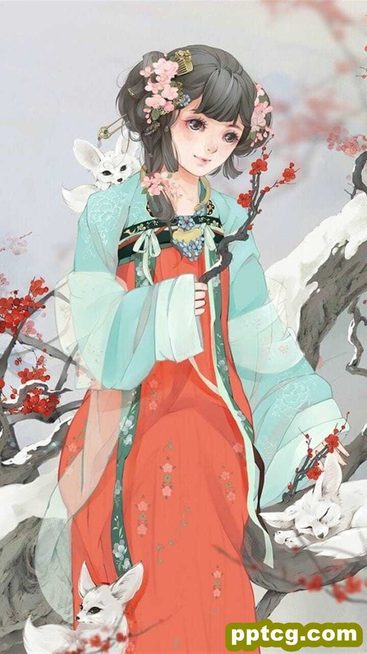 美丽的国风二次元动漫美少女唯美插画手机壁纸图片