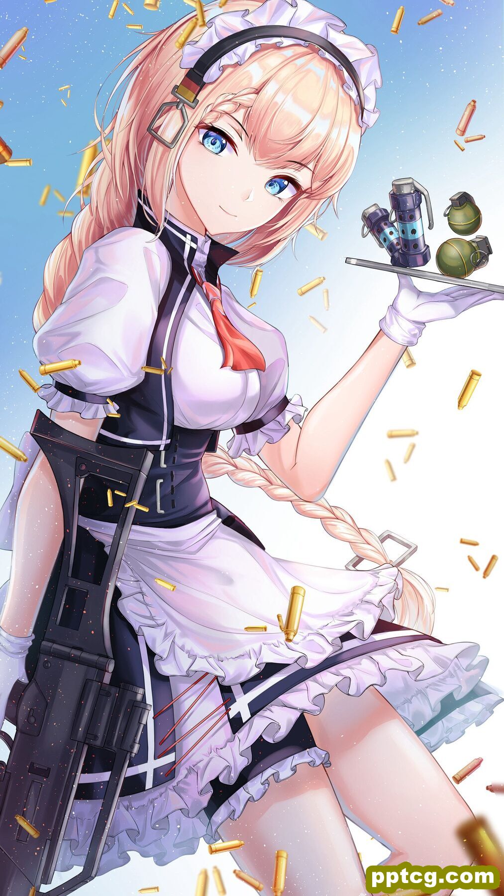 背着枪的制服动漫美女手机壁纸-皮皮兔动漫