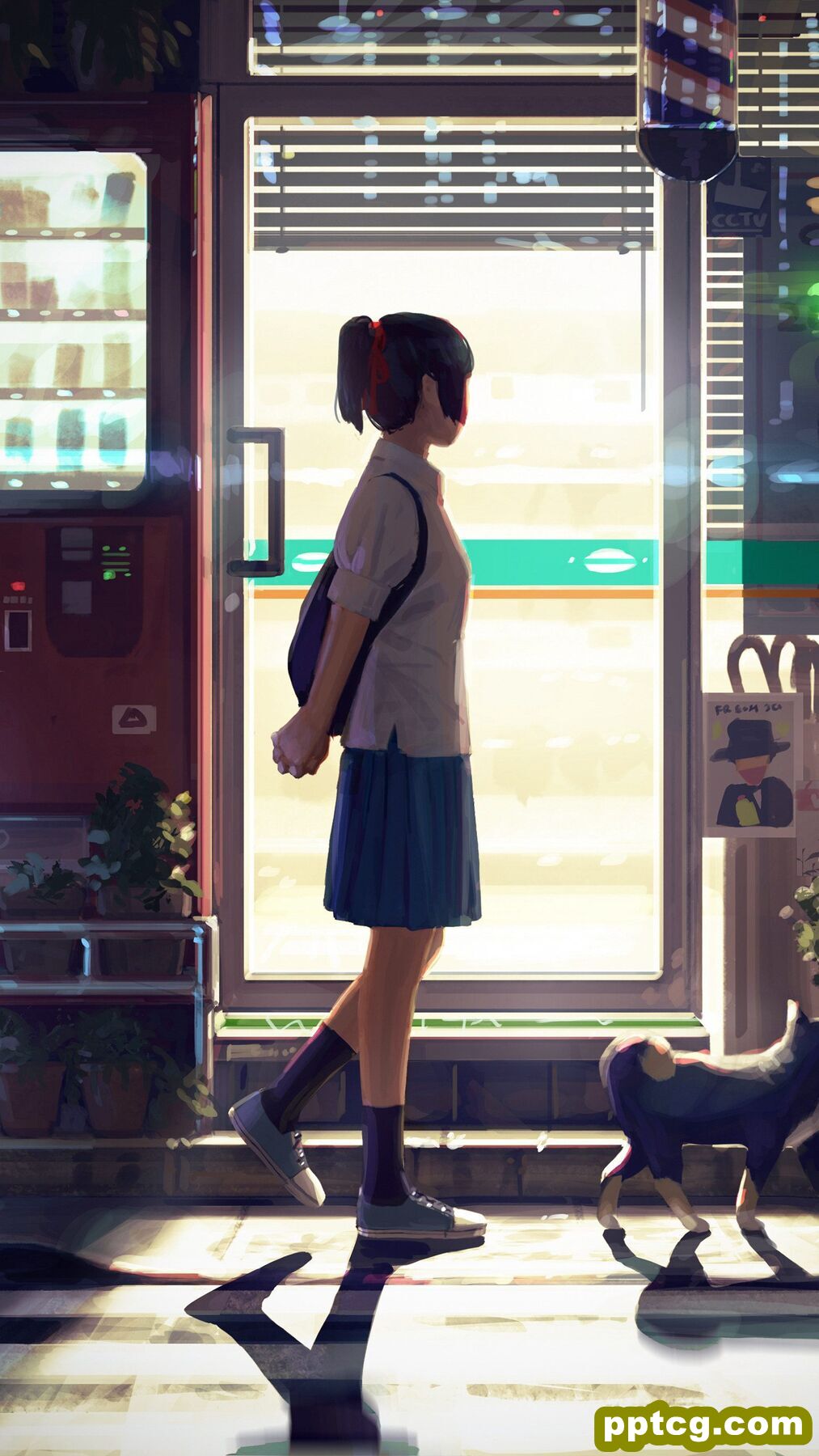 逼真日漫少女和他的猫插画手机壁纸5.8日推荐-皮皮兔动漫