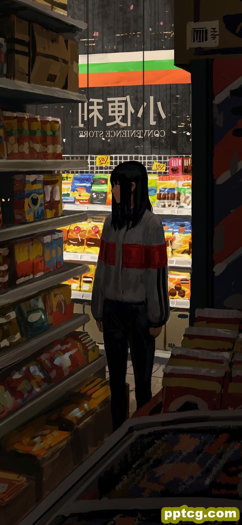二次元少女手绘插画高清手机壁纸