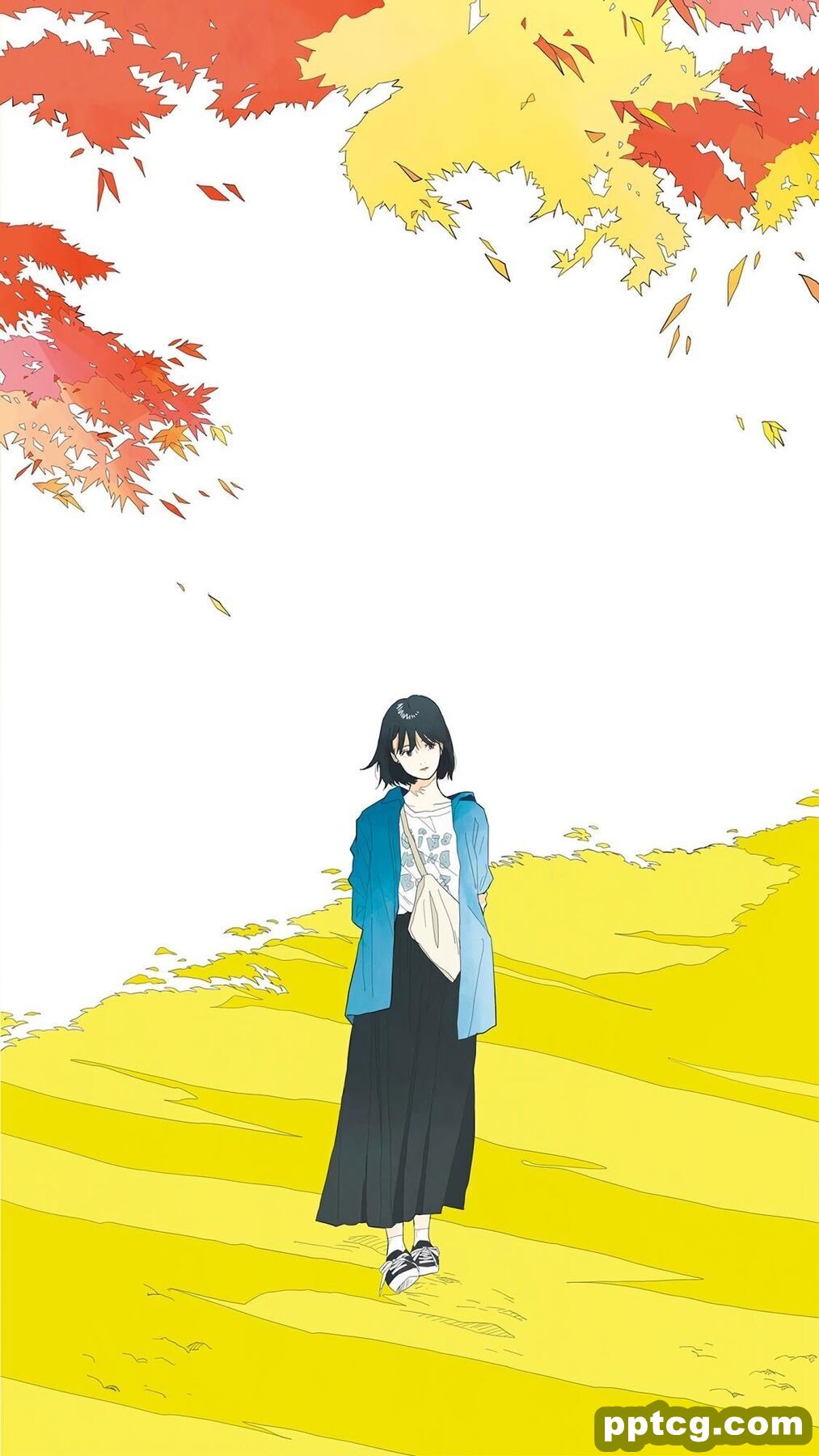 小清新蓝色系文艺少女插画手机壁纸 第二辑