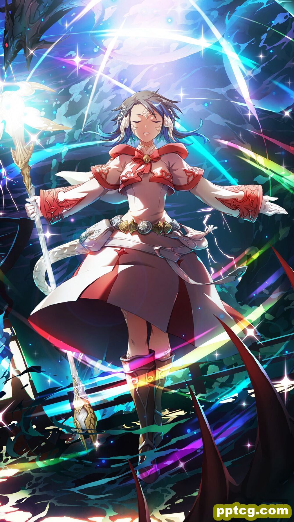 拿法杖的魔法师少女插画手机壁纸-皮皮兔动漫