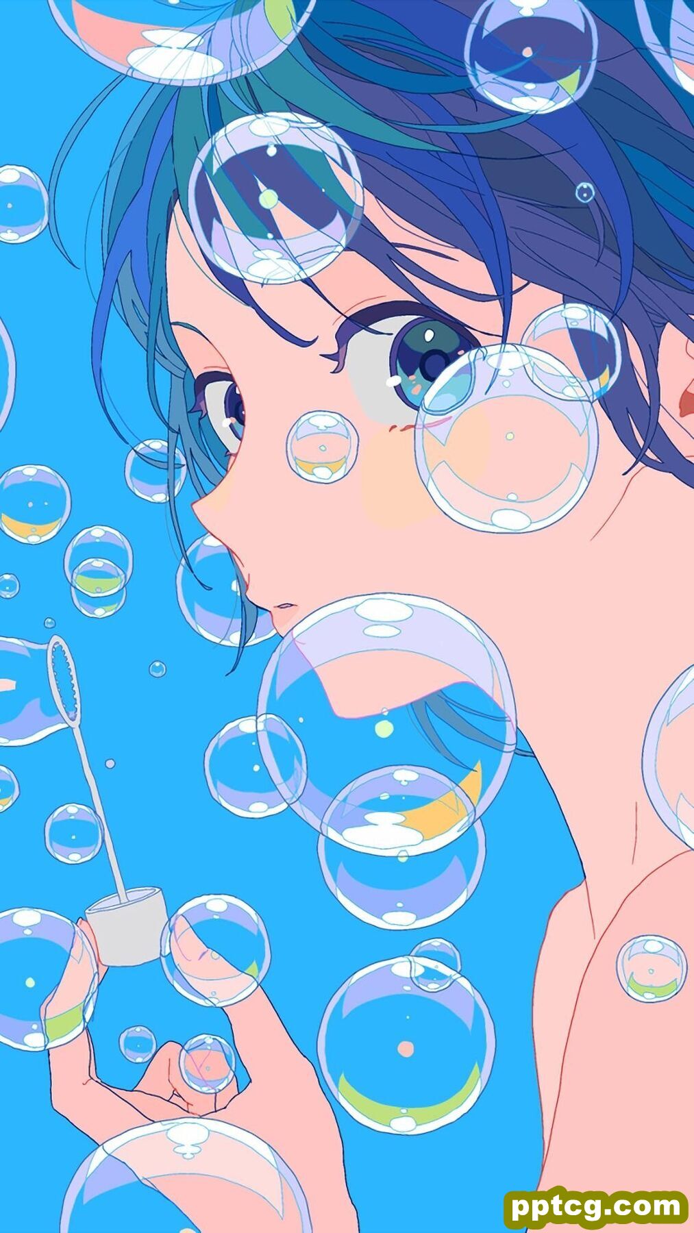 蓝色系插画二次元手机壁纸 第一辑-皮皮兔动漫