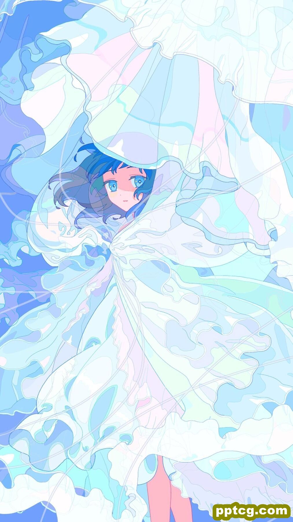 蓝色系插画二次元手机壁纸 第一辑