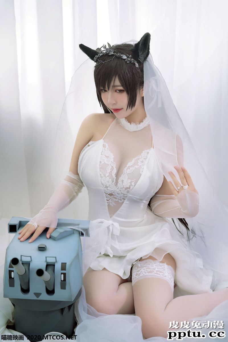 喵糖映画性感美女半半子_洁白婚纱COS碧蓝航线爱宕美图