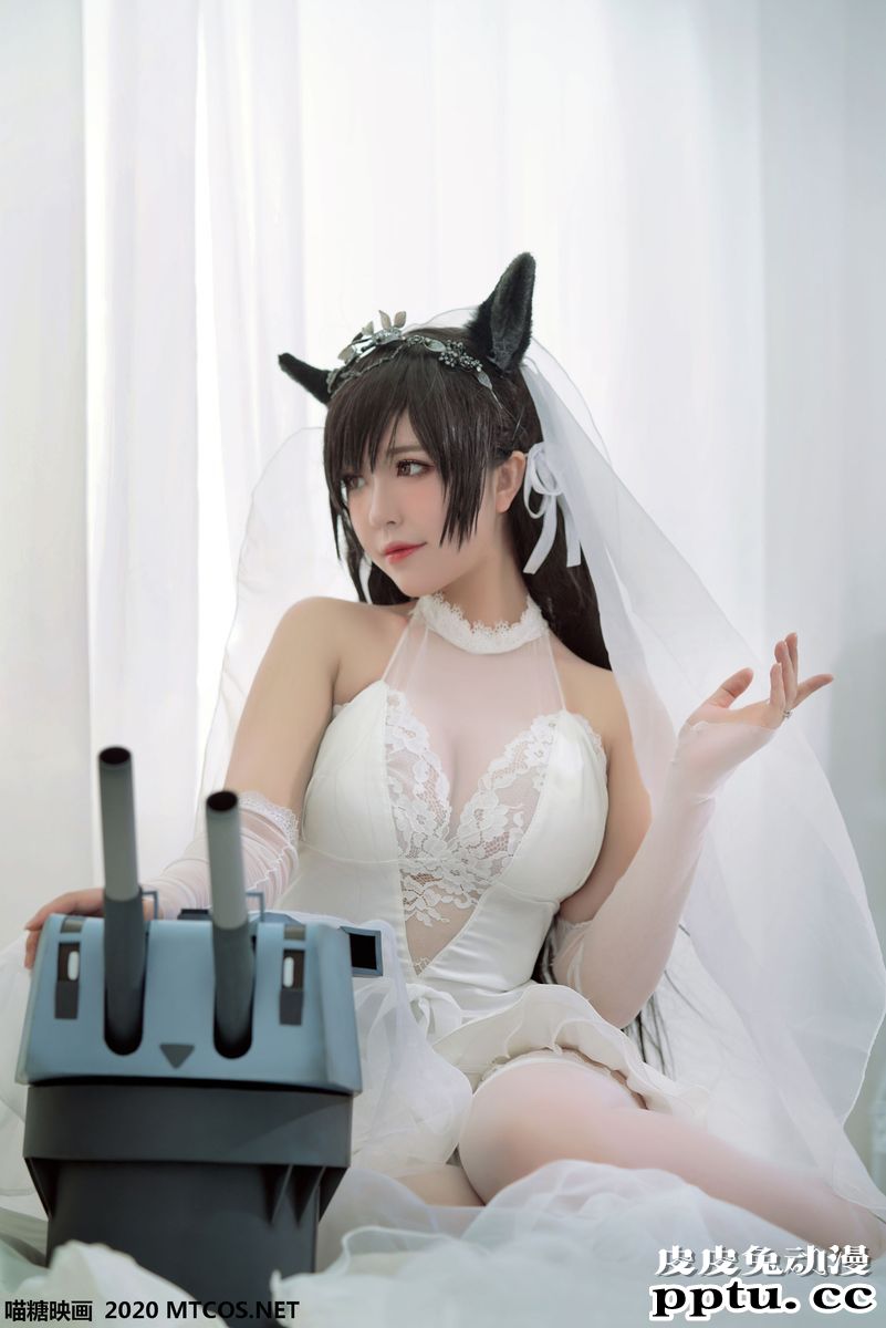 喵糖映画性感美女半半子_洁白婚纱COS碧蓝航线爱宕美图
