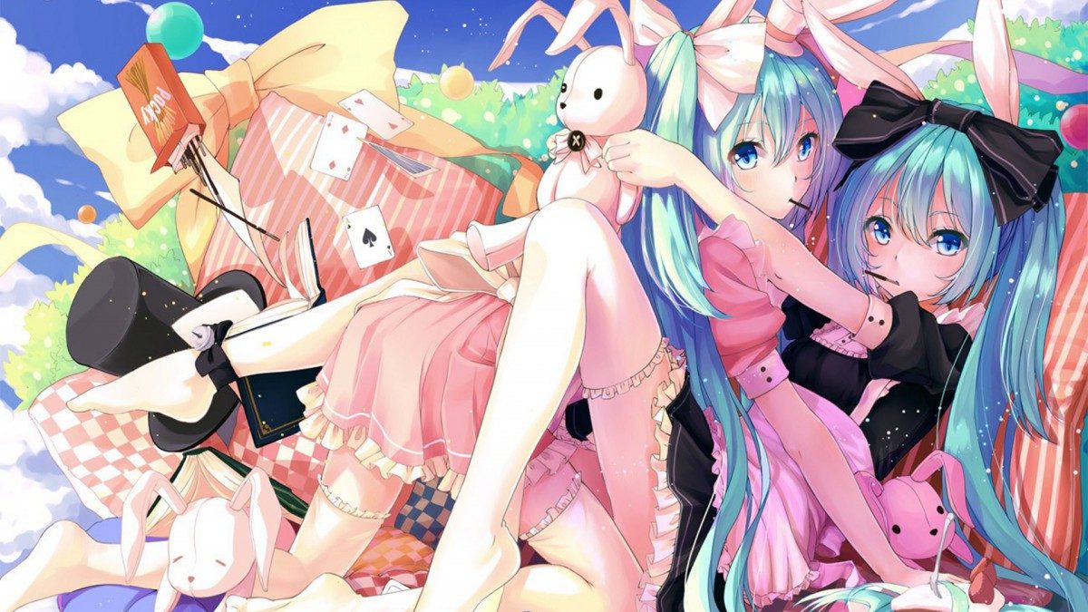 初音未来萌系桌面壁纸-皮皮兔动漫