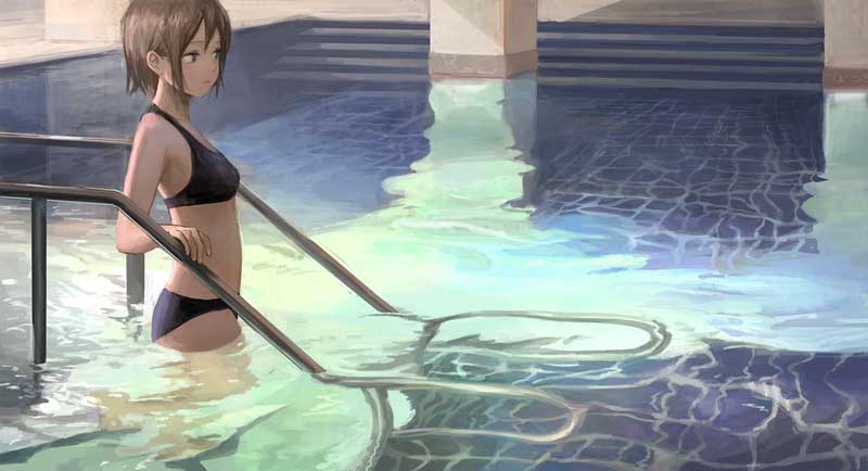 动漫泳池少女图片合集-皮皮兔动漫