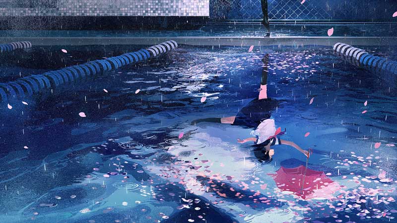 动漫泳池少女图片合集