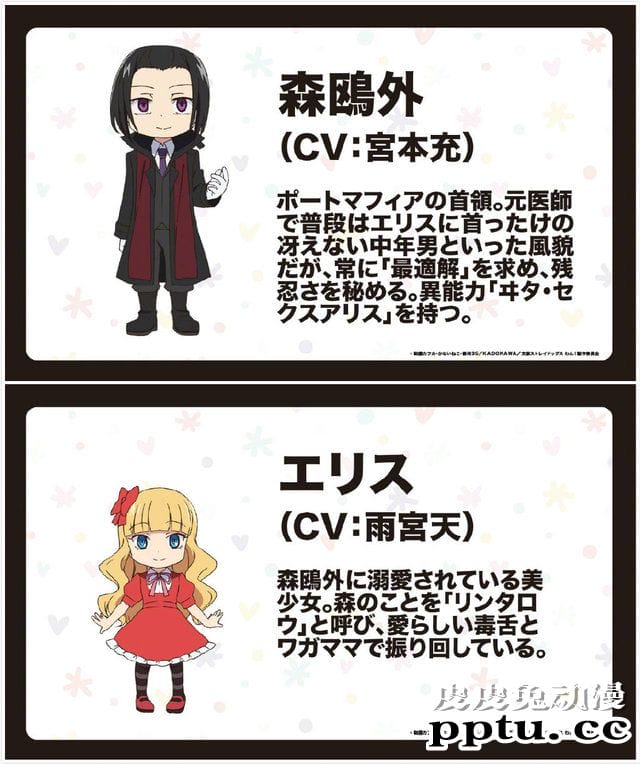 TV动画「文豪野犬 汪!」新人设图公开