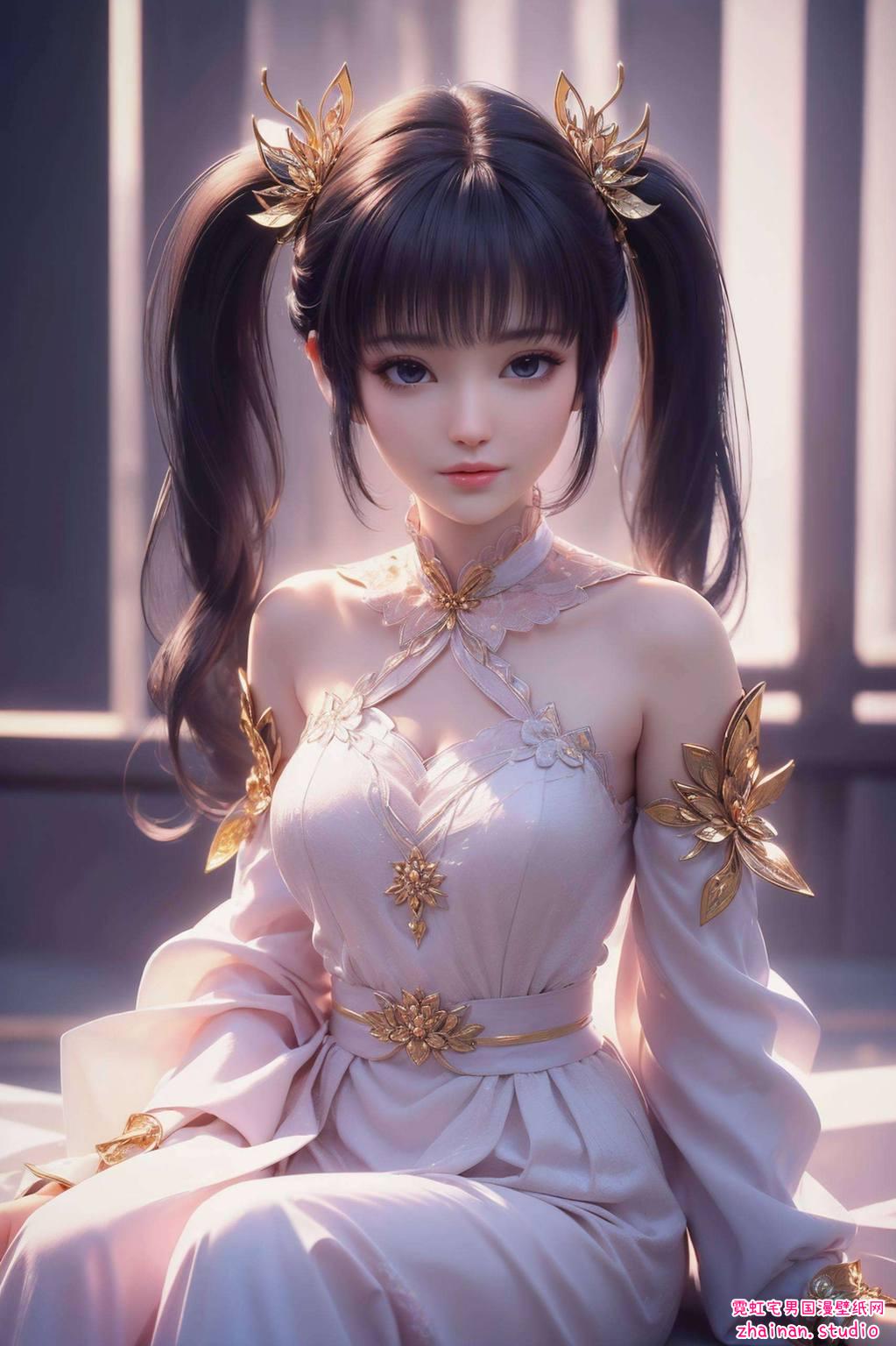 免费紫妍壁纸:ai绘画角色体态素材完美像素ipad桌面背景