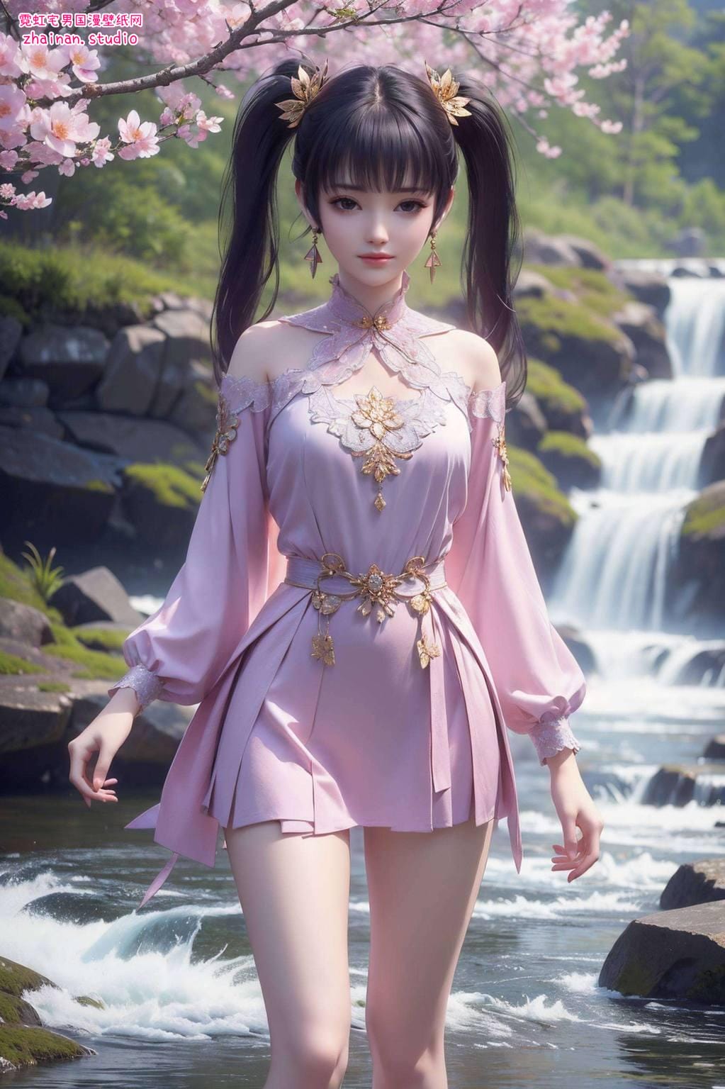 免费紫妍壁纸:ai绘画角色体态素材完美像素ipad桌面背景