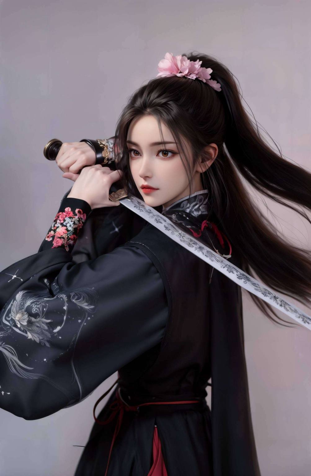 李寒衣问剑动漫壁纸：ai绘画国漫女主高清ai人物表情素材极简壁纸平板1920×1080