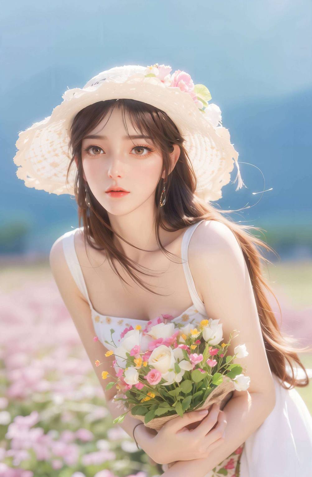 星空壁纸火灵儿:ai绘画国漫女主特写游戏壁纸电脑桌面背景