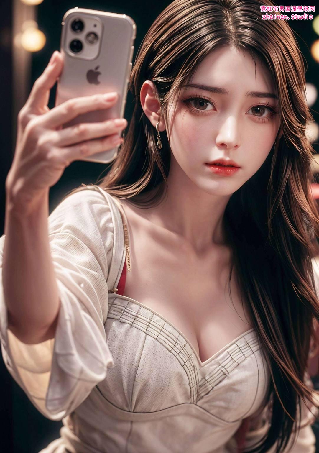 星空壁纸火灵儿:ai绘画国漫女主特写游戏壁纸电脑桌面背景