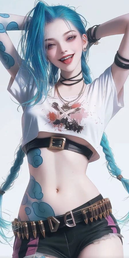 金克丝个性2K手机壁纸 – 狂野与酷炫的完美呈现-皮皮兔动漫