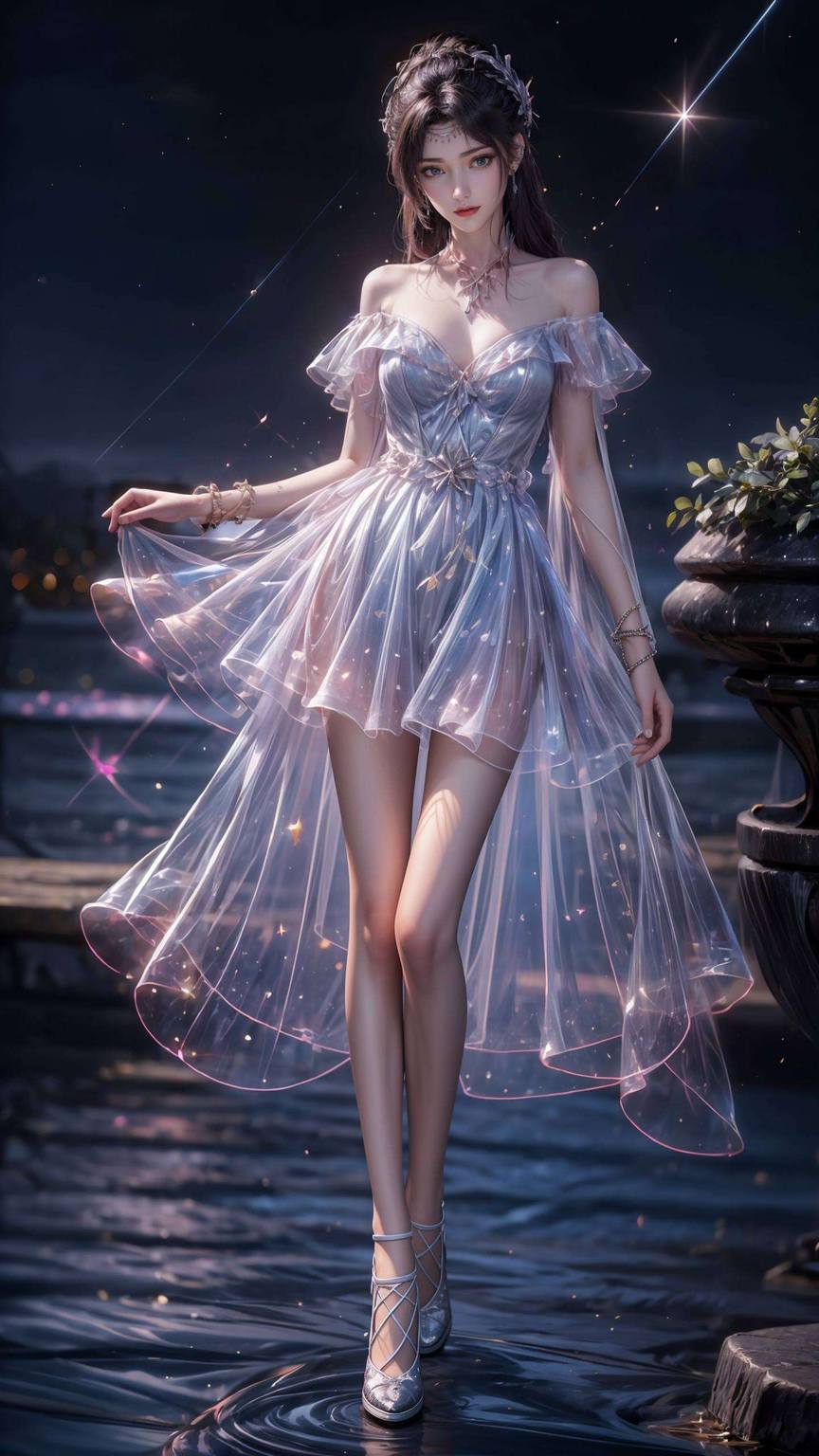 云韵手机高清壁纸三连屏:AI绘画角色体态素材免费下载
