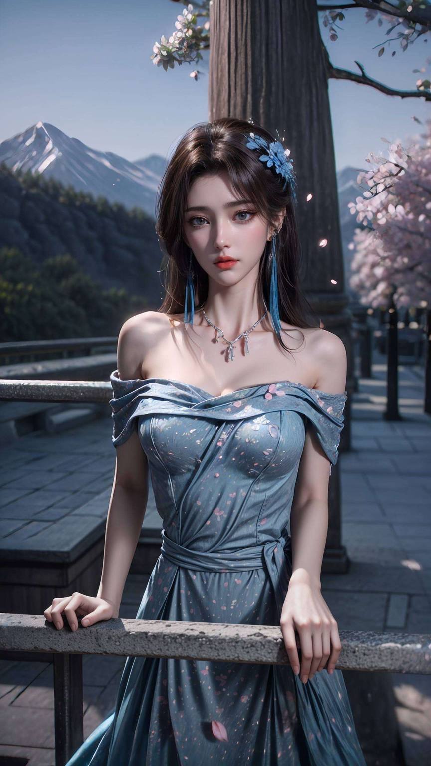 云韵手机高清壁纸三连屏:AI绘画角色体态素材免费下载