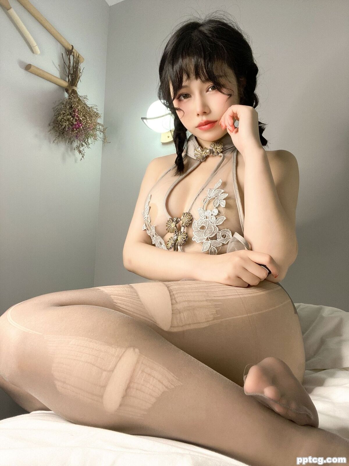 七月喵子 透明 灰撕袜-奈奈COS 七月喵子 透明 灰撕袜