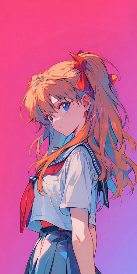 《新世纪福音战士》明日香2K手机壁纸：活力时尚的青春风采-皮皮兔动漫