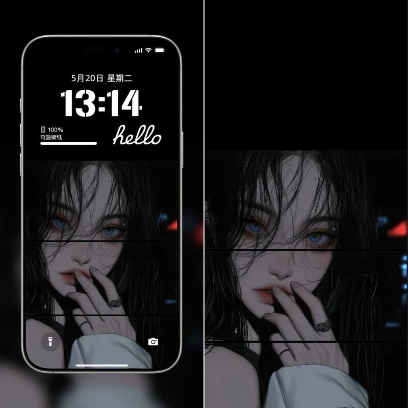 暗夜沉思:忧郁蓝眸2K动漫手机壁纸-皮皮兔动漫