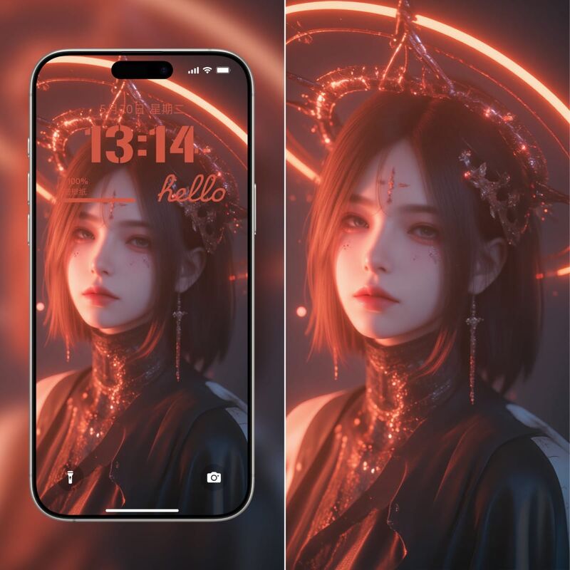 红光艺术：精致妆容2K手机壁纸-皮皮兔动漫