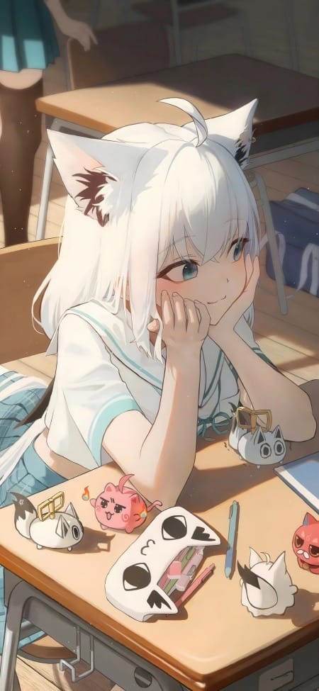猫耳动漫女孩2K超清萌系壁纸-皮皮兔动漫