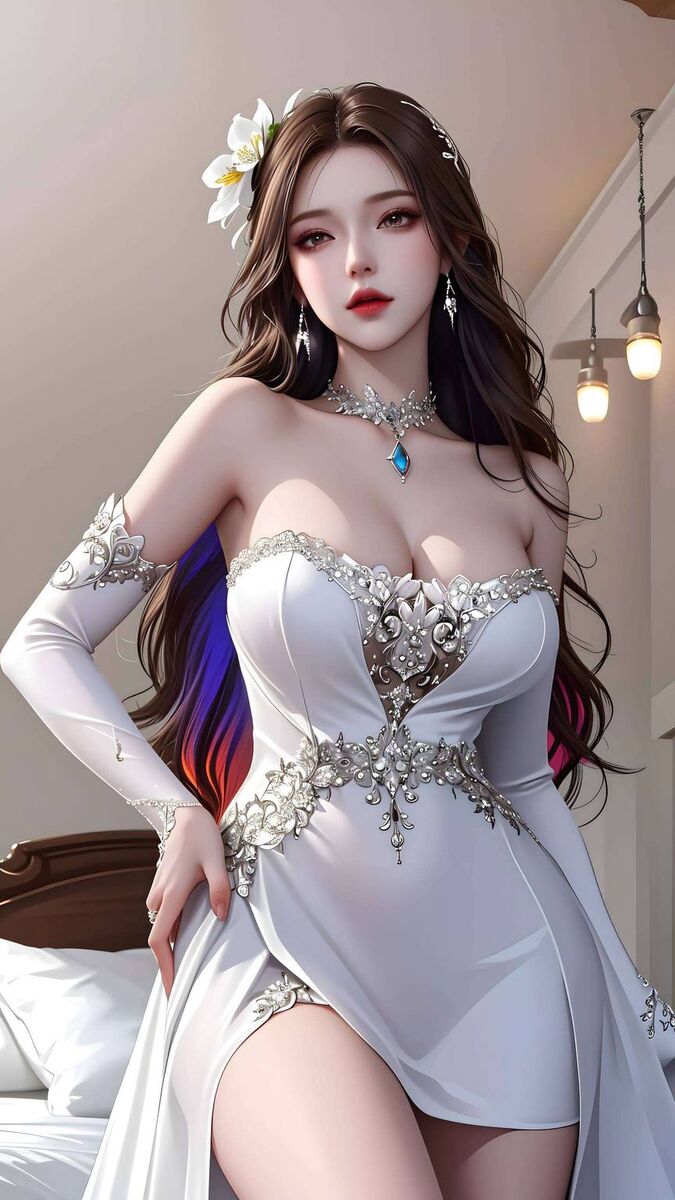 波塞西高清壁纸黑白:ai绘画国漫女主特写完美像素安卓桌面装饰图