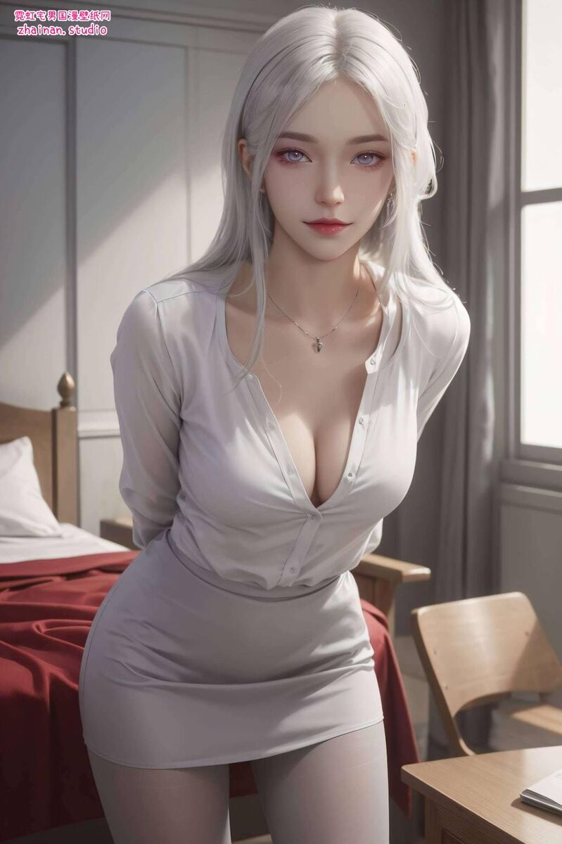 波塞西高清壁纸黑白:ai绘画国漫女主特写完美像素安卓桌面装饰图