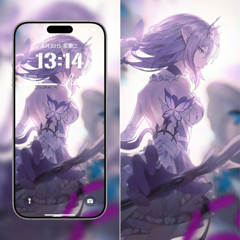 紫色精灵耳女性角色精美动漫手机壁纸 | 梦幻风格-皮皮兔动漫