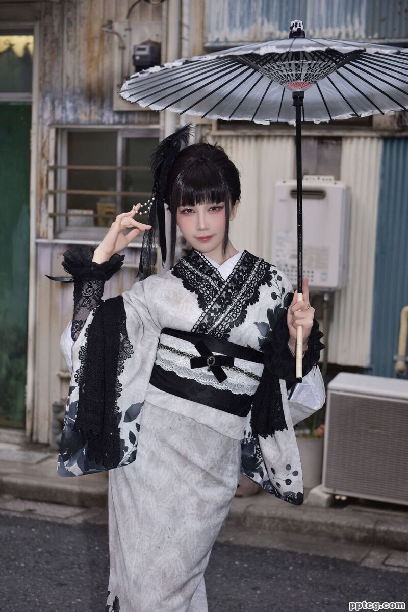 水淼aqua Black Lace Kimono-奈奈COS 水淼aqua Black Lace Kimono