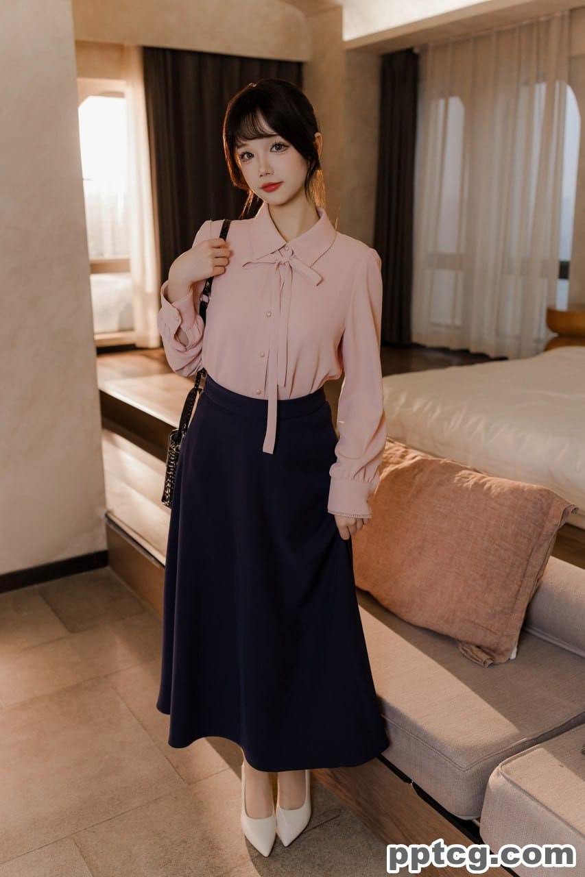 雪晴 粉藏青 通勤 长裙 OL-奈奈COS 雪晴 粉藏青 通勤 长裙 OL