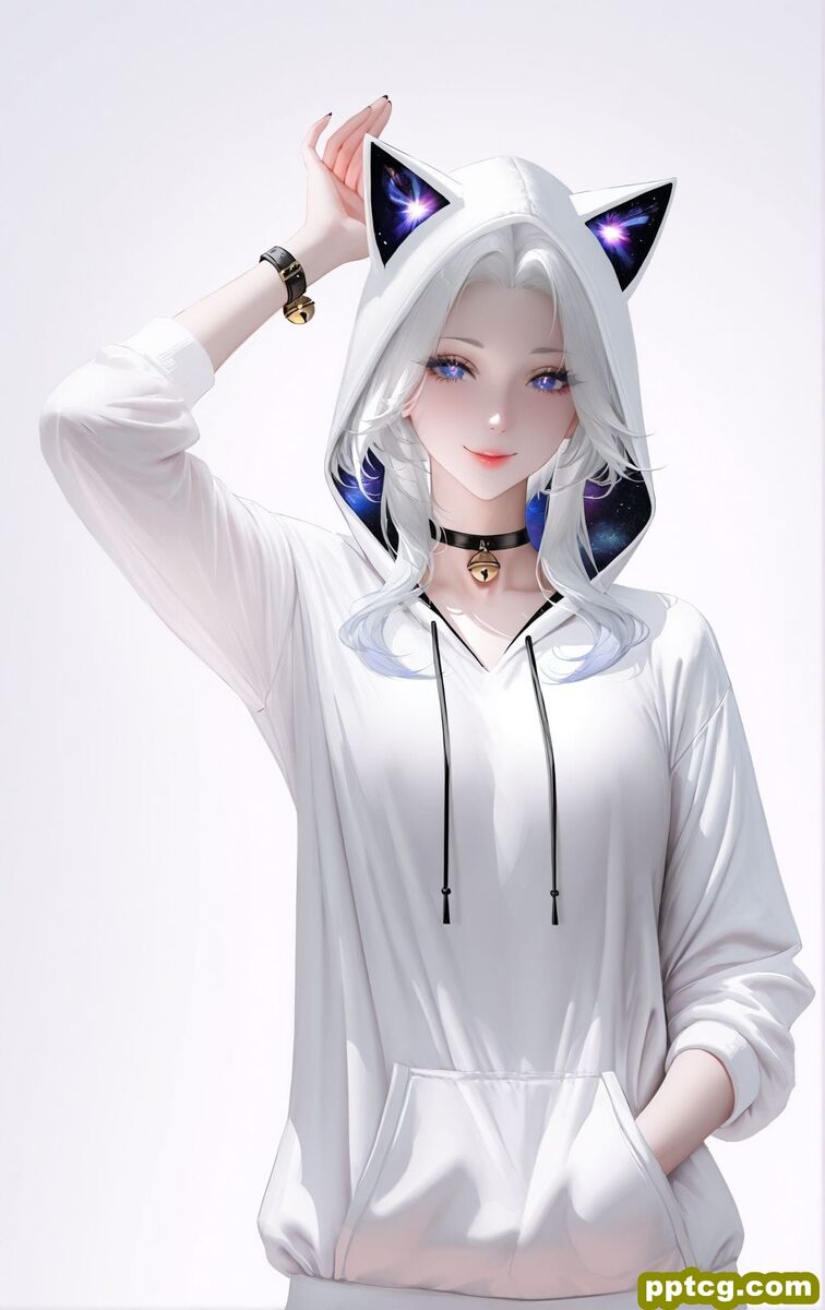 星空猫娘 二次元 白毛 精美 酷酷的