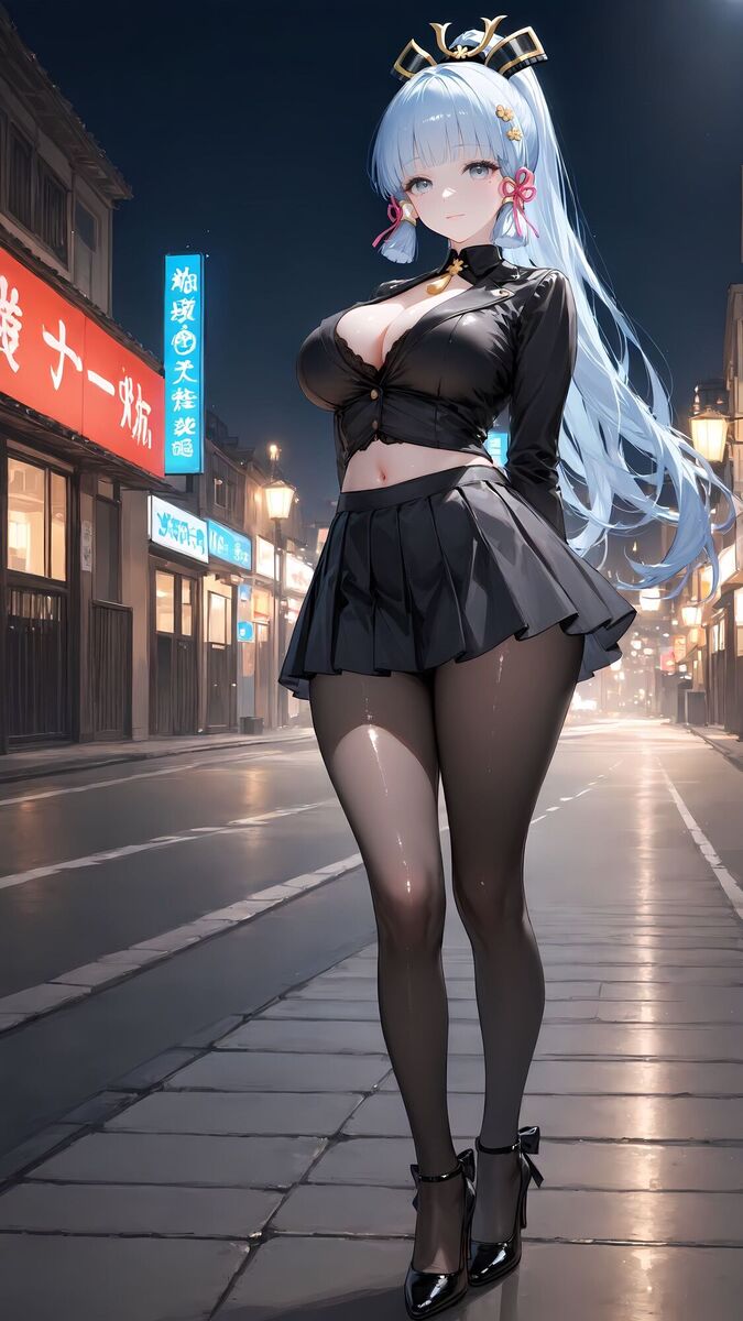 原神 神里绫华 黑丝 丝袜 百褶裙 穿搭