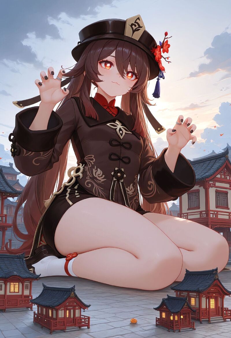 原神巨大娘！胡桃 八重神子 二次元壁纸-皮皮兔动漫