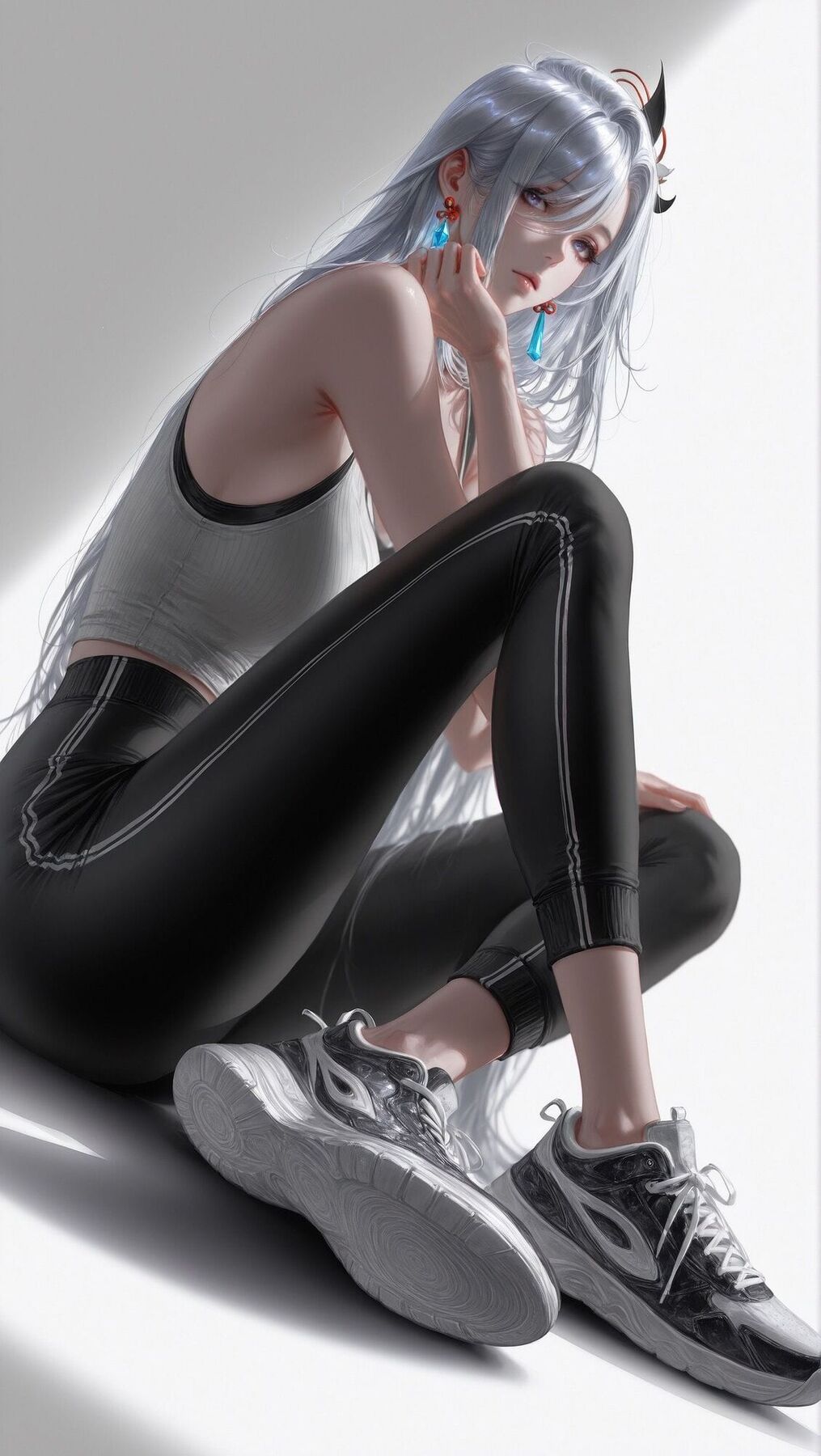 申鹤 韩漫画风 侧颜超美 二次元游戏原神美女 御姐