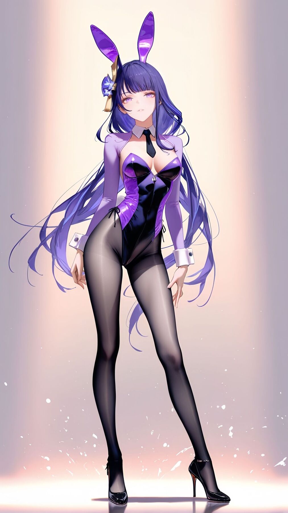 AI绘画原神二次元游戏角色少女，黑丝裤袜