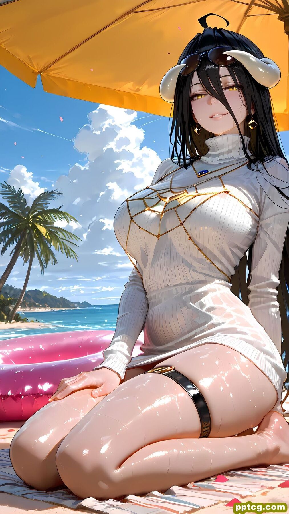 这真是老婆雅儿贝德魅魔 overlord 肉肉腿 沙滩海边日漫动漫美女-皮皮兔动漫