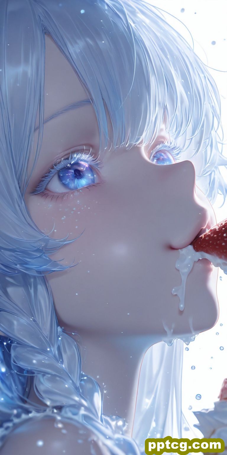 动漫壁纸 二次元少女 ai绘画 冰淇淋蛋糕 蓝色头发睫毛眼睛可爱-皮皮兔动漫