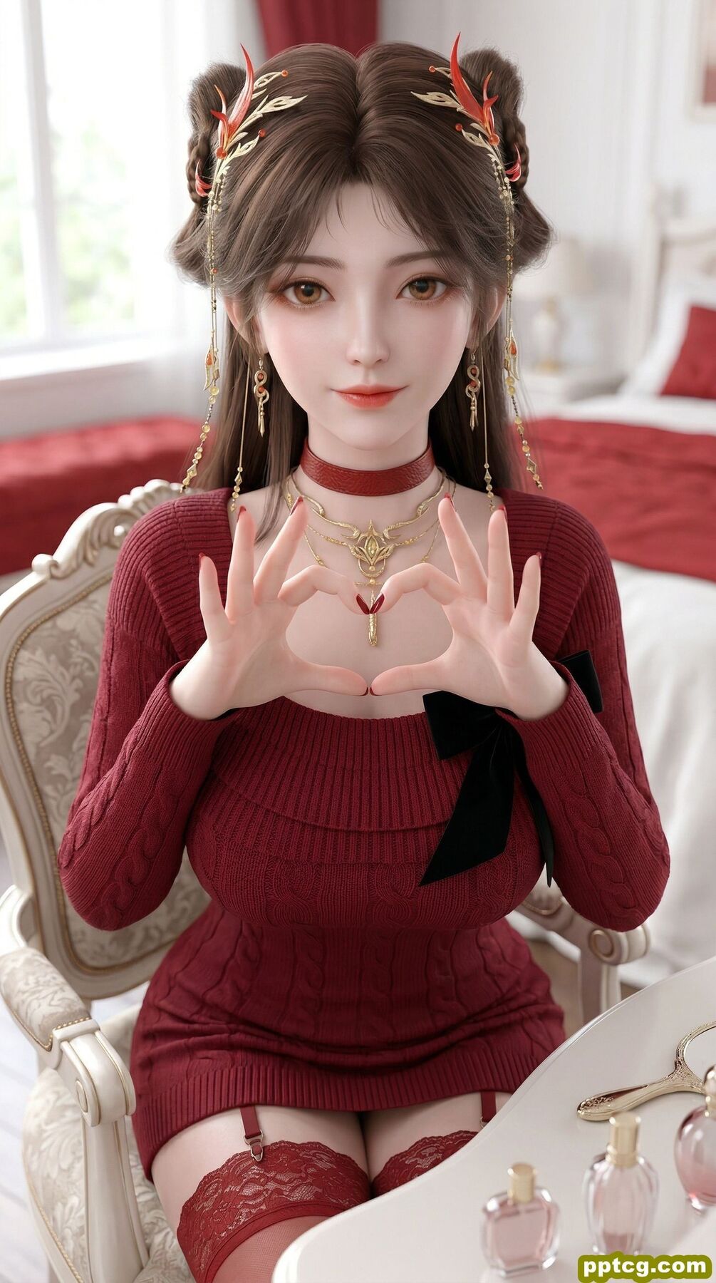 红色穿搭火灵儿 国漫美女 动漫动画完美世界 超高清全面屏壁纸 吊带丝袜,第2张 红色穿搭火灵儿 国漫美女 动漫动画完美世界 超高清全面屏壁纸 吊带丝袜