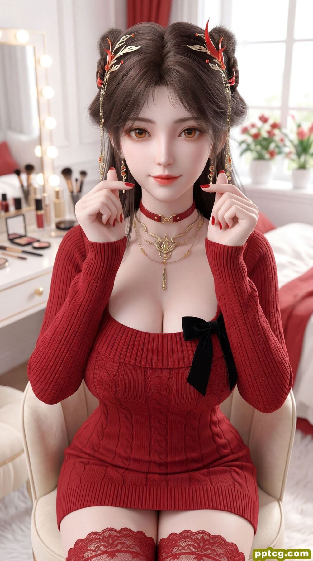 红色穿搭火灵儿 国漫美女 动漫动画完美世界 超高清全面屏壁纸 吊带丝袜,第4张 红色穿搭火灵儿 国漫美女 动漫动画完美世界 超高清全面屏壁纸 吊带丝袜