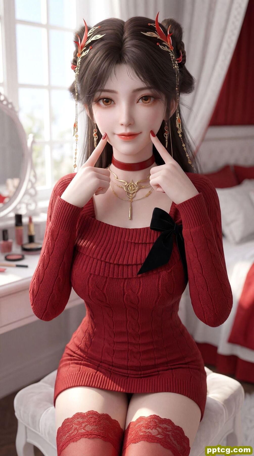 红色穿搭火灵儿 国漫美女 动漫动画完美世界 超高清全面屏壁纸 吊带丝袜,第5张 红色穿搭火灵儿 国漫美女 动漫动画完美世界 超高清全面屏壁纸 吊带丝袜