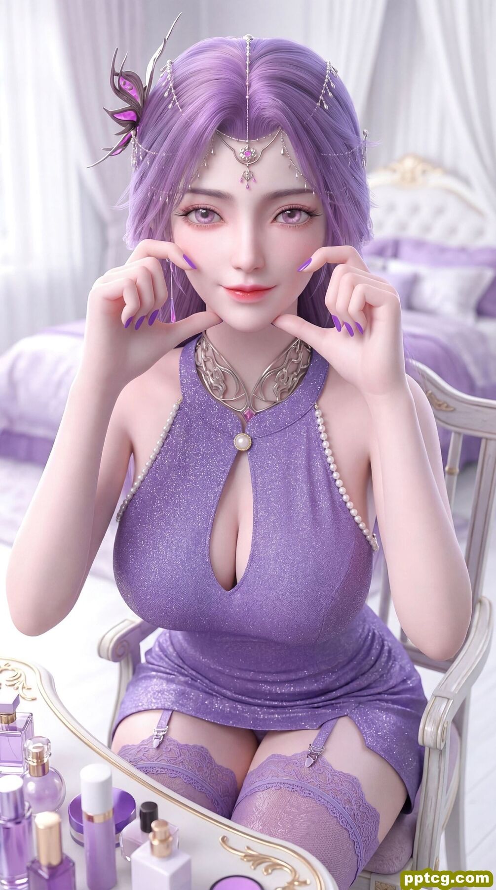 紫色韵味穿搭 完美世界云曦手机壁纸 动漫国漫女神美女 吊带丝袜福利性感,第1张 紫色韵味穿搭 完美世界云曦手机壁纸 动漫国漫女神美女 吊带丝袜福利性感