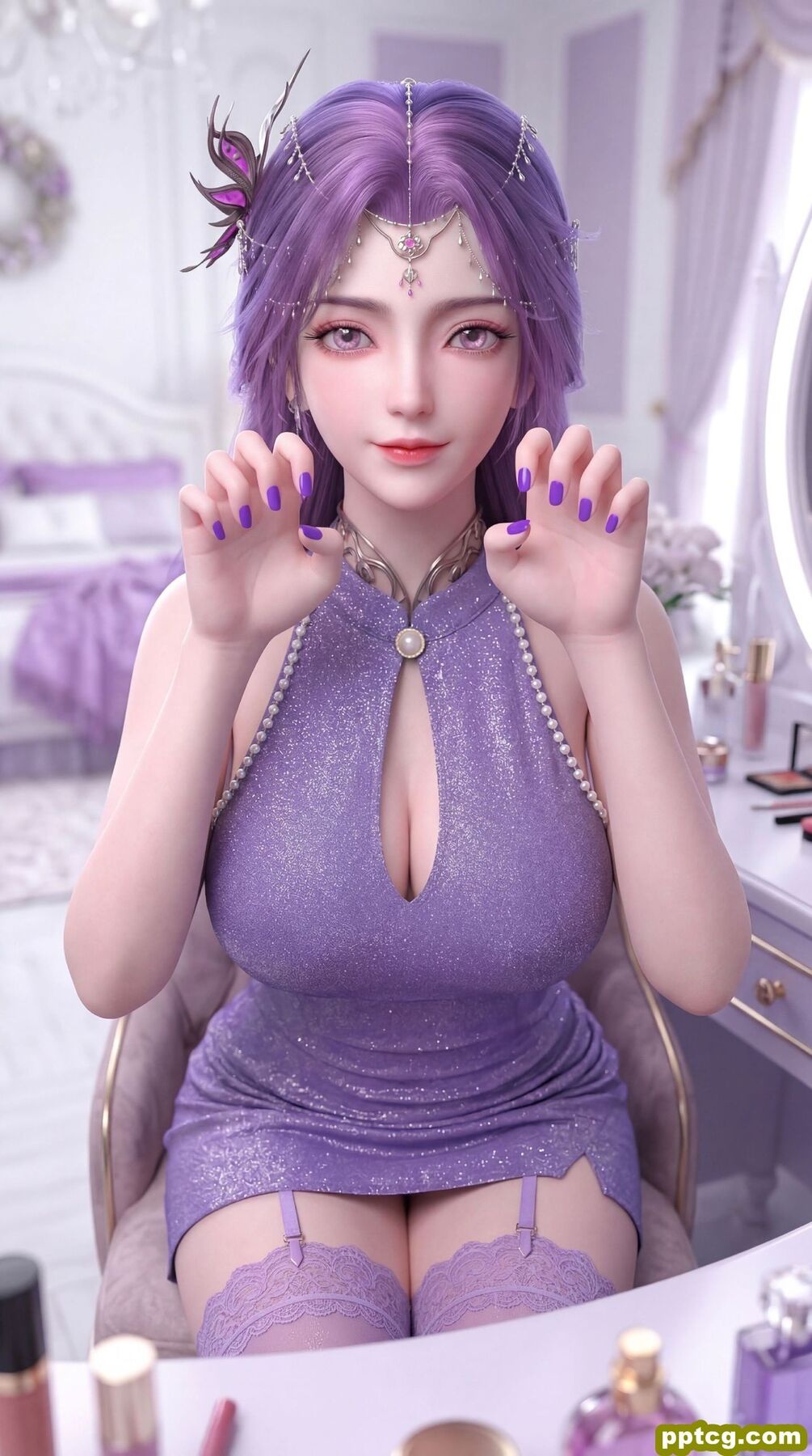 紫色韵味穿搭 完美世界云曦手机壁纸 动漫国漫女神美女 吊带丝袜福利性感,第4张 紫色韵味穿搭 完美世界云曦手机壁纸 动漫国漫女神美女 吊带丝袜福利性感