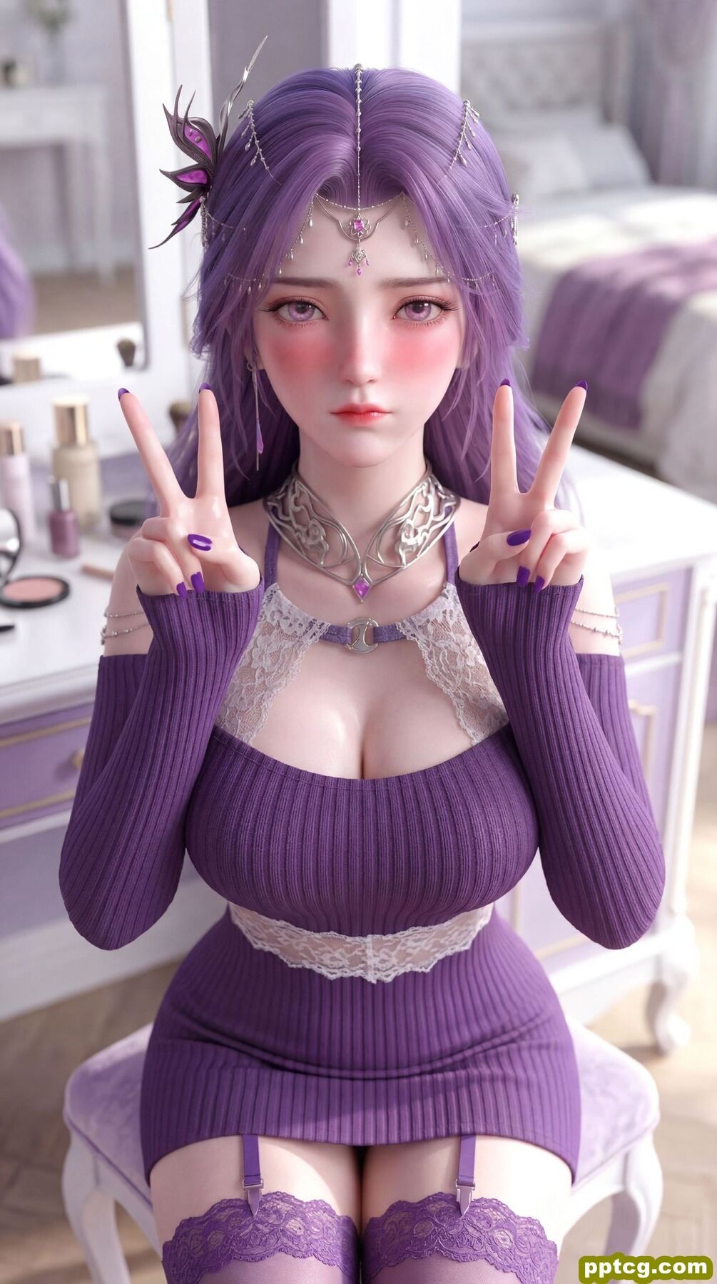 动漫完美世界 国漫女神 紫色韵味 云曦 手机锁屏 性感福利-皮皮兔动漫