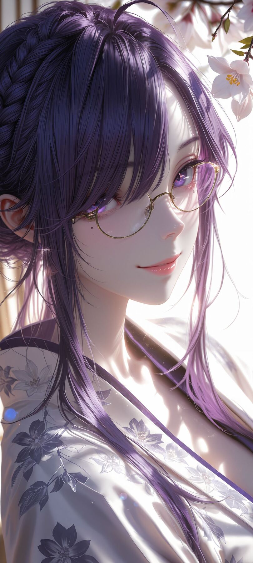 女仆装 紫色头发 AI创作 高清性感美女壁纸