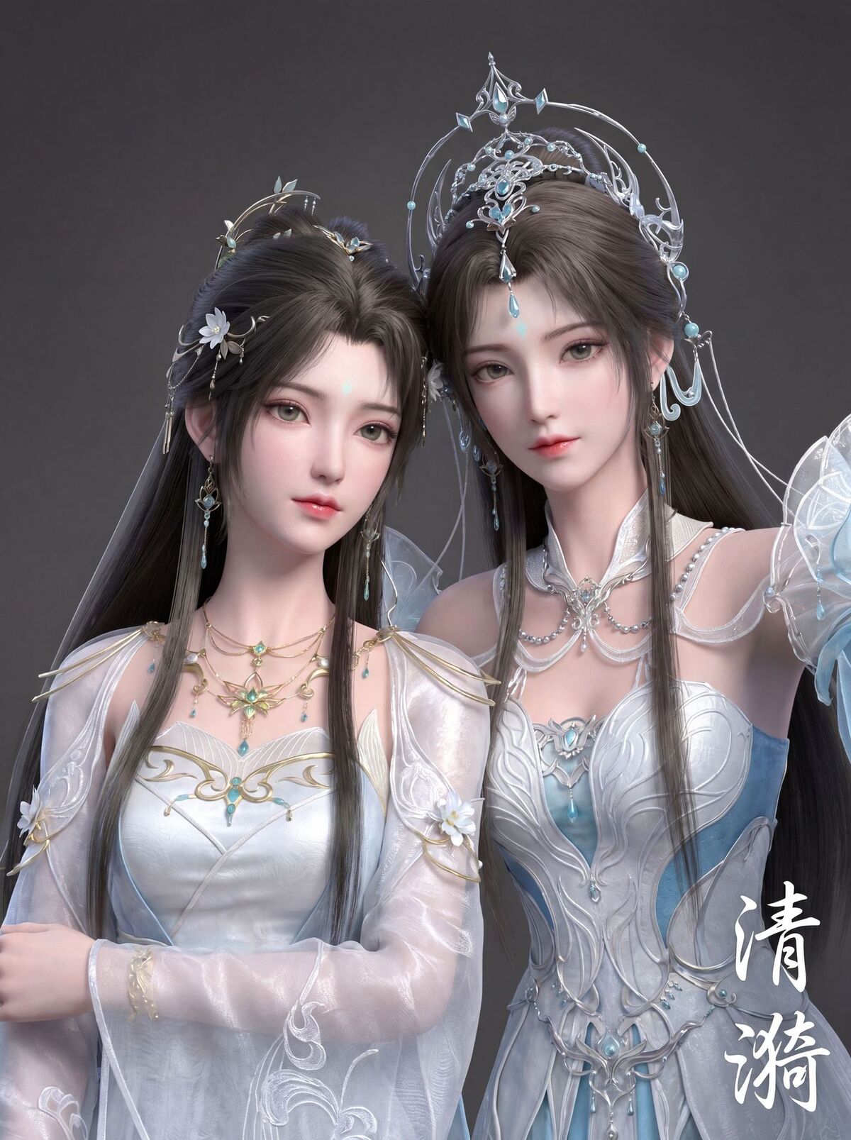 清漪 闺蜜照 双人照 完美世界动画 国漫女神 3D国产动漫美女 建模,第1张 清漪 闺蜜照 双人照 完美世界动画 国漫女神 3D国产动漫美女 建模