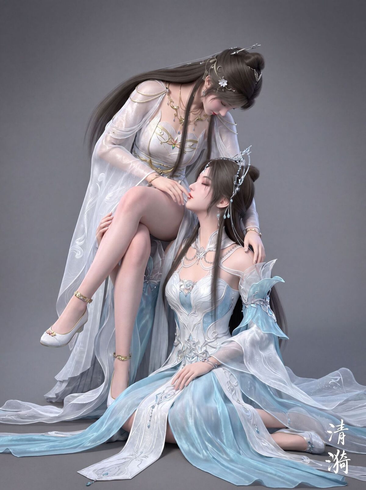 清漪 闺蜜照 双人照 完美世界动画 国漫女神 3D国产动漫美女 建模,第2张 清漪 闺蜜照 双人照 完美世界动画 国漫女神 3D国产动漫美女 建模